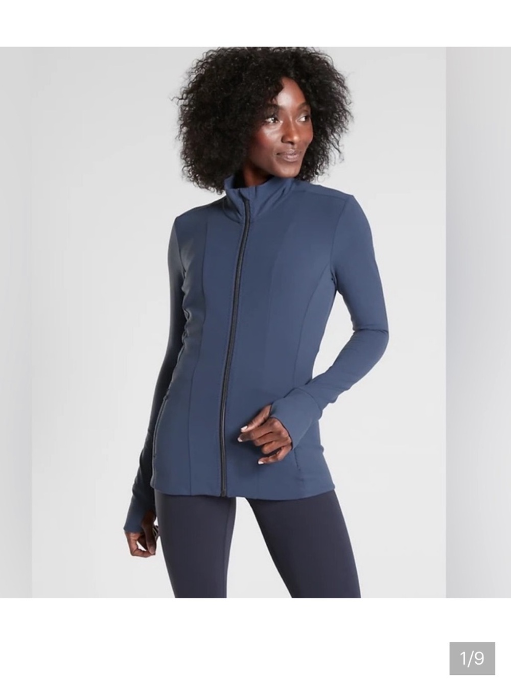 ATHLETA Shanti Salutation Jacket in Powervita Fabric Iron Blue